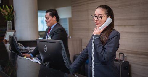 receptionists, phone call, hotel